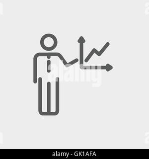 Business report thin line icona Illustrazione Vettoriale