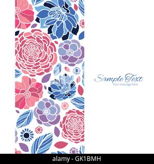 Vettore fiori mosaico telaio verticale senza soluzione di continuità sullo sfondo del modello Illustrazione Vettoriale