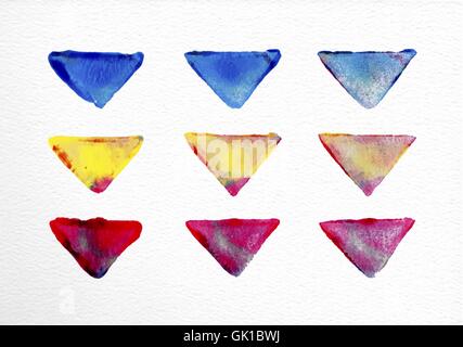 Triangolo acquerello set disegnati a mano illustrazione Illustrazione Vettoriale