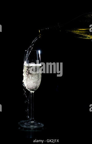 Overflow del prosecco Foto Stock