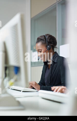 Donna call center Foto Stock