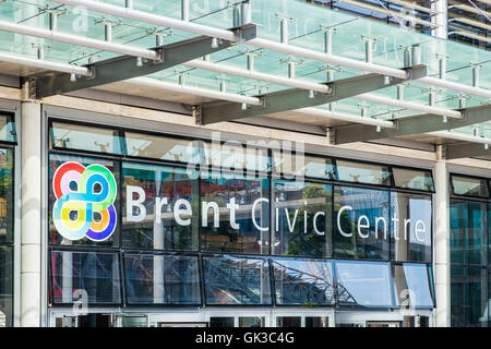 Brent Civic Center & Wembley biblioteca, Wembley Park, Borough di Brent a Londra, Inghilterra, Regno Unito Foto Stock