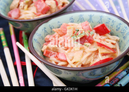 Tagliatelle piatto di cibo Foto Stock