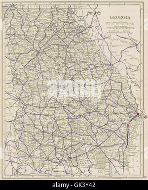 La Georgia strade statali. POATES, 1925 Vintage map Foto Stock