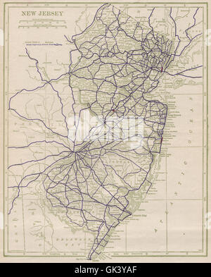 New Jersey strade statali. POATES, 1925 Vintage map Foto Stock
