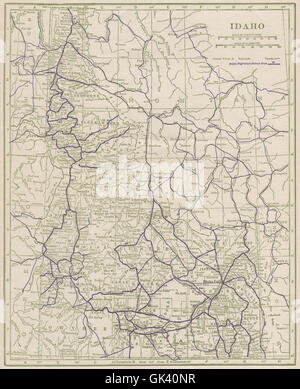 Idaho strade statali. POATES, 1925 Vintage map Foto Stock
