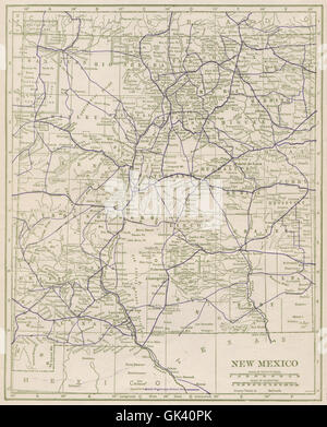 Nuovo Messico strade statali. POATES, 1925 Vintage map Foto Stock