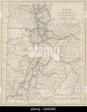 La Utah State autostrade. POATES, 1925 Vintage map Foto Stock