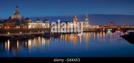 Panorama dresden a notte Foto Stock