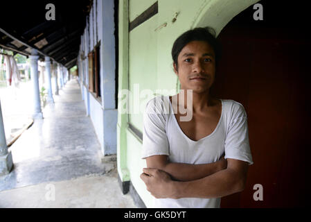 I monaci e i monasteri di Majuli Island, Assam, India Foto Stock