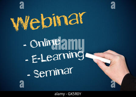 Webinar - di e-learning online seminario Foto Stock