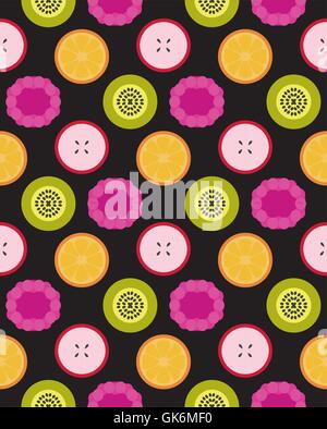 Vettore fruit seamless pattern da apple, Berry, arancio e kiwi Illustrazione Vettoriale