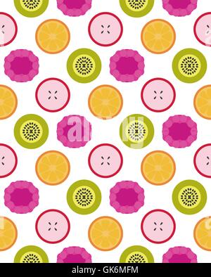 Vettore fruit seamless pattern da apple, Berry, arancio e kiwi Illustrazione Vettoriale