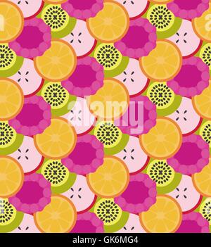 Vettore fruit seamless pattern da apple, Berry, arancio e kiwi Illustrazione Vettoriale