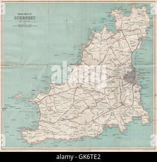 L'isola di Guernsey. St Peter Port. Isole del Canale, 1913 Mappa antichi Foto Stock