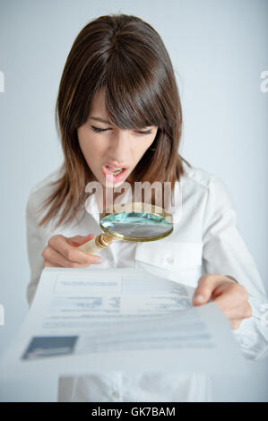 Donna macro contratto Foto Stock