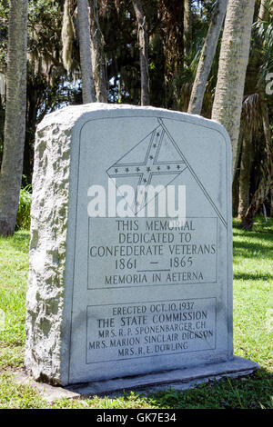 Florida Ellenton, Gamble Plantation Historic state Park, Confederate Veterans Memorial, pennarello in granito, storia, guerra civile americana, sud, bandiera Dixie, FL1606 Foto Stock