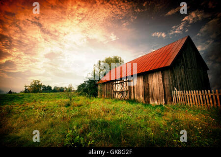 Tramonto in legno vintage Foto Stock