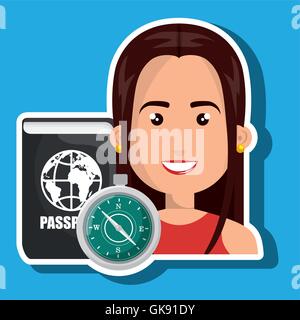 Donna password id travel Illustrazione Vettoriale