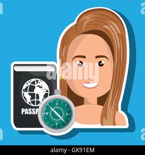 Donna password id travel Illustrazione Vettoriale