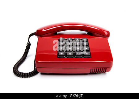 Rosso classico telefono da anni ottanta Foto Stock