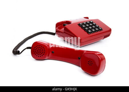 Rosso classico telefono da anni ottanta Foto Stock