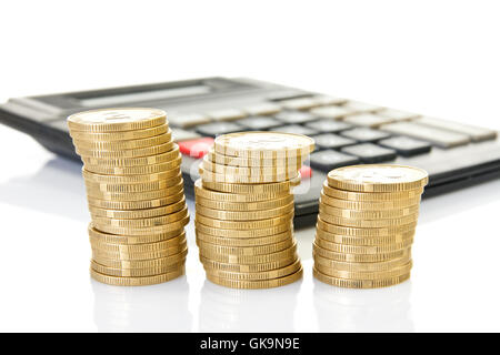 Calcolatore di valuta Moneta Foto Stock