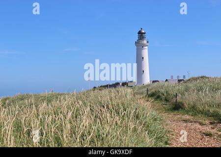 Faro di Hirtshals, Danimarca, eretto nel 1863. Hirtshals è un importante città portuale nel nord dello Jutland. La Scandinavia, Europa. Foto Stock