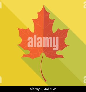 Orange foglia di quercia in autunno su sfondo giallo. Digital immagine vettoriale Illustrazione Vettoriale