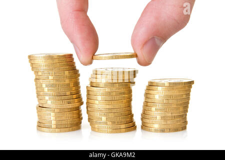 Cambio moneta golden Foto Stock