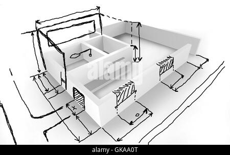 Concetto casa - idea - disegni di progettazione Foto Stock