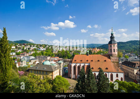 Paesaggio urbano con stiftskirche,di Baden-baden Foto Stock