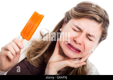 Donna del dolore di denti Foto Stock