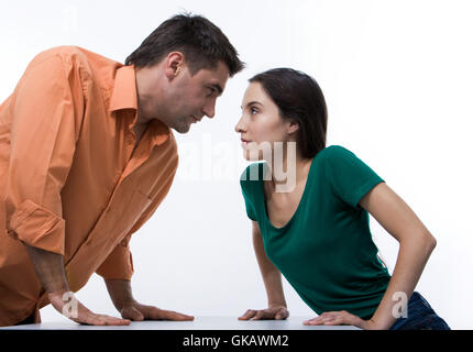 Profilo di donna uomo Foto Stock