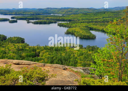 Vertice, briglia vecchio sentiero percorso, West Rattlesnake montagne, Squam Lake, Holderness, Hew Hampshire, STATI UNITI D'AMERICA Foto Stock