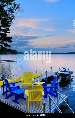 Dock, Winnisquam Lago, Sanbornton, New Hampshire, STATI UNITI D'AMERICA Foto Stock