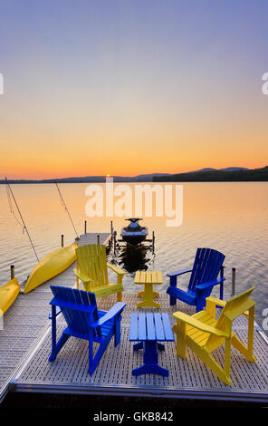 Dock, Winnisquam Lago, Sanbornton, New Hampshire, STATI UNITI D'AMERICA Foto Stock