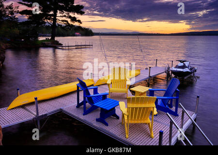 Dock, Winnisquam Lago, Sanbornton, New Hampshire, STATI UNITI D'AMERICA Foto Stock