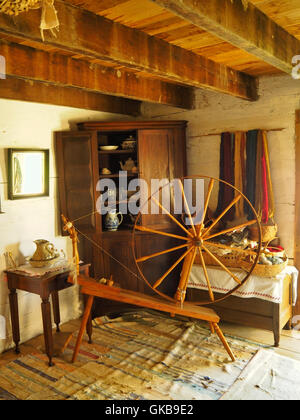 Ruota di filatura, doppia Casa della penna, residenza, terra tra i laghi National Recreation Area, Dover, Tennessee, Stati Uniti d'America Foto Stock