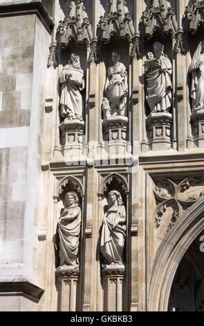 La facciata della Abbazia di Westminster a Londra, Regno Unito Foto Stock