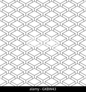 Seamless pattern con effetto 3 D cubi in prospettiva. Swatch lineare la superficie del modello con ripetizione forma geometrica. Illustrazione Vettoriale