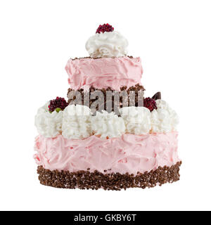 Torta con lamponi tracciato di ritaglio Foto Stock