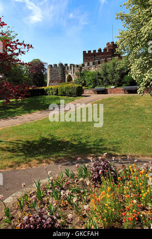 Estate, i giardini del castello, Castello di Hertford Hertford town, Hertfordshire County, England, Regno Unito Foto Stock