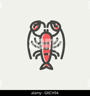 Lobster thin line icona Illustrazione Vettoriale