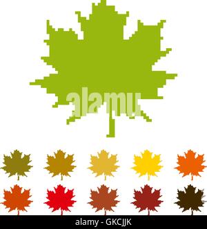 Pixel maple leaf Illustrazione Vettoriale