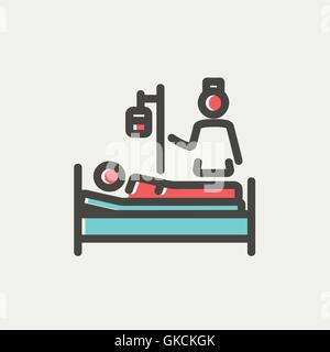 L'infermiera che frequentano un malato thin line icona Illustrazione Vettoriale