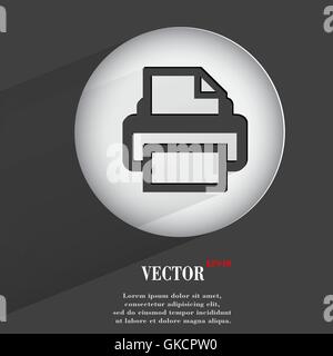 Stampante. Appartamento moderno web pulsante con lunga ombra e lo spazio per il testo Illustrazione Vettoriale