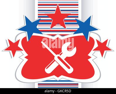 Chiave regolabile e un cacciavite icona pulsante web isolato sul vettore di bianco Illustrazione Vettoriale