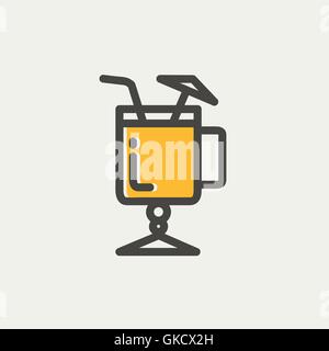 Cold ice tea con paglia thin line icona Illustrazione Vettoriale