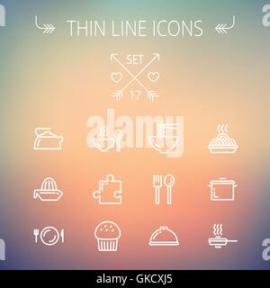 Alimentare la linea sottile icona impostare Illustrazione Vettoriale
